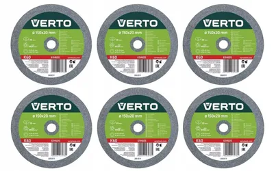 Produktbild von VERTO Schleifscheiben 150 x 20/16/12.7 Dick: 20 mm - 6 Stück, inkl. Untersetzungen, passend für verschiedene Schleifmaschinen, Körnung K60, 6 Scheiben inkl.