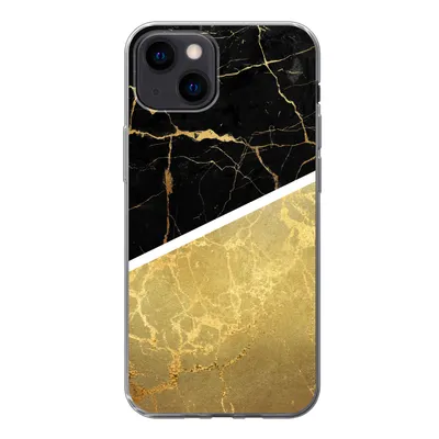 Produktbild von MuchoWow® Handyhülle Schutzhülle Hülle für iPhone 13 mini Marmor - Schwarz - Gold Silikon Softcase Handy Hülle - Softcase