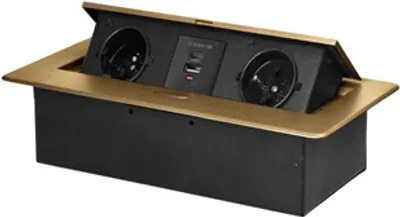 Obrázek produktu pro Výklopný blok zapuštěný ORNO OR-GM-9034/C, 2x 230V, 2x USB (A+C type; 3.6A), barva zlatá