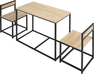 Produktbild von Esstisch mit 2 Stühlen, 3er-Set Essgruppe, Küchentisch-Set für 2 Personen, Esszimmergruppe für kleine Räume, Küche, Wohnzimmer, Eiche