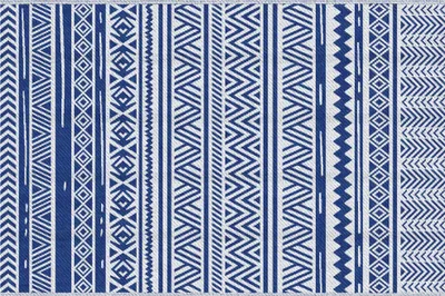 Image de Outsunny Tapis extšŠrieur Style Graphique - Tapis ršŠversible 2 Motifs - dim. 2,74L x 1,82l m - PP Haute densitšŠ 310 g/m? Bleu et blanc