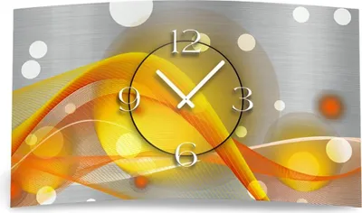 Immagine prodotto di Orologio da parete astratto giallo arancio di design Orologio da parete moderno di design silenzioso senza ticchettio dixtime 3DS-0048