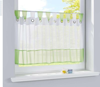 Scheibengardine Voile Gardine Ösen mit Bordüre Vorhang Küche Gardinenstange, 50x160 (HxB), Orange, 610710