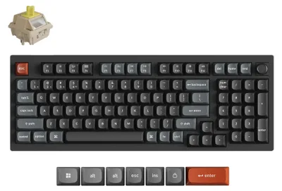 Produktbild von Keychron V5 Ultra 8K Kabellose Mechanische Tastatur QWERTY US Fully Assembled Knob / Black / Keychron Silk POM Switch - Banana
