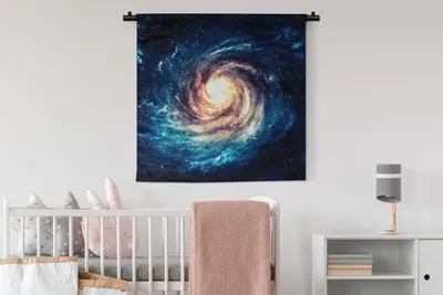 Produktbild von MuchoWow® Wandteppich Wandbehang Sterne - Weltraum - Blau 90x90 cm Tapisserie Dekoration Wandtuch - Wandaufhänger
