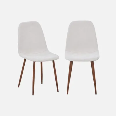 Produktbild von sweeek - 2er-Set Stühle mit Holzdekor nussbaumfarben und Stoffbezug - Beige