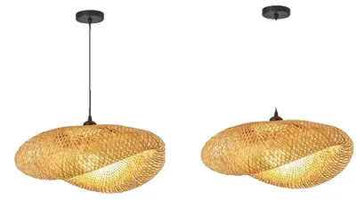 Zdjęcie produktu dla Lampa wisząca, wykonana z bambusa, z regulacją wysokości, 2 szt. A-40 cm, bez żarówki