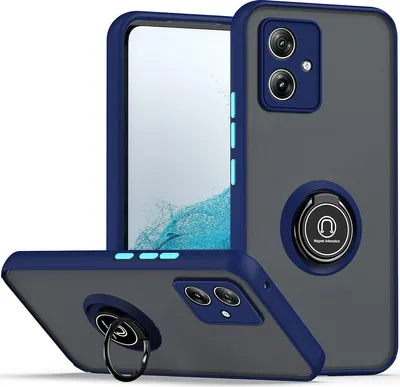 Produktbild von Hülle für Motorola Moto G54 Ring Halter Ständer Matte Transluzent TPU Bumper Stoßfest Schutzhülle Blau