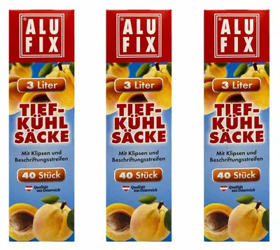 Produktbild von 360x ALUFIX Gefrierbeutel Tiefkühlbeutel 3 Liter 25 x 32cm Verschlussclips