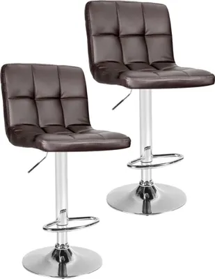 Produktbild von Barhocker Barstuhl Höhenverstellbar Drehbar leder edelstahl küchenhocker design, Color:Braun, Größe:2er-Set