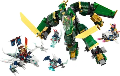 Produktbild von LEGO NINJAGO 2in1 Lloyds Jet-Mech - Spielzeug mit 5 Minifiguren, Drachen, Ausrüstung und fliegendem Motorrad - Geschenk für Jungen und Fans von Aufstieg der Drachen ab 9 Jahren 71845