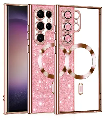 Obrázek produktu pro Techsuit Luxury Glitter Back Cover pouzdro s MagSafe pro Samsung Galaxy S22 Ultra - Rose gold