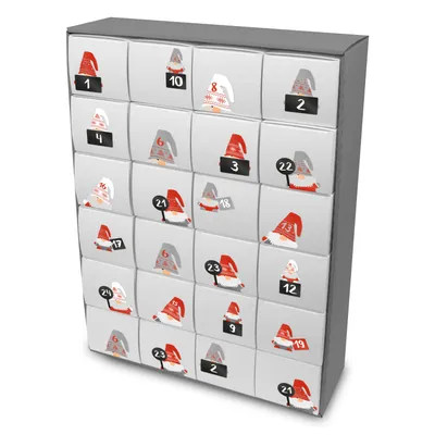Produktbild von itenga SET Adventskalender zum Füllen Quader XL  + Sticker Zahlen Wichtelbande Freiform