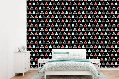 Produktbild von MuchoWow® Fototapete für Wohnzimmer oder Schlafzimmer Wandtapete Vinyl Motivtapete Jungen - Design - Dreieck - 360x260 cm - Wohnzimmer tapete