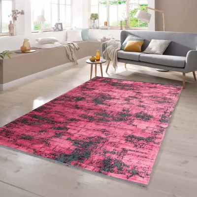 Produktbild von Moderner Teppich in Abstraktem Design in Rot auf Schwarz Größe - 120 x 170 cm