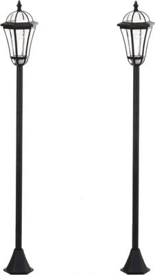 Immagine prodotto di Set di 2 luci solari AIORBER, con luce LED bianca, design resistente alle intemperie, IP44, modalità di risparmio energetico, fino a 6 ore di illuminazione, luci da giardino, nero