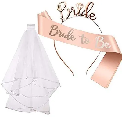 Produktbild von Braut Accessoires Set für Junggesellinnenabschied - Weiß, Roségold