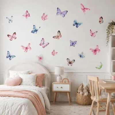 Produktbild von Maueraufkleber Schmetterlinge, 10 Stück, Aquarell, selbstklebend, für Kinderzimmer