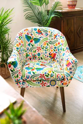 Image de Excelsa Fauteuil fleurs mexicaines en polyester et contreplaqué 70x65x83 cm multicolore