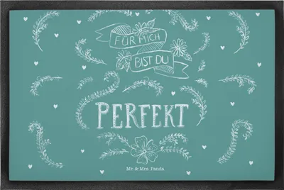 Produktbild von Mr. & Mrs. Panda Türmatte Du bist perfekt 50 x 75 cm - Geschenk, Türvorleger, Schmutzmatte, Liebe Spruch, Fussmatte, Partner, Freund, Schmutzfangteppich, Jahrestag