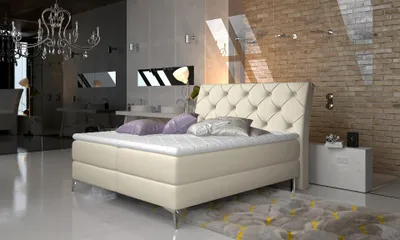 Obrázok produktu pre Kontinentálna posteľ s úložným priestorom 160x200 LIGNORA - svetlo béžová