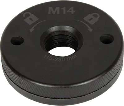 A black metal accessory for a power tool, likely a grinder, is shown against a white background.