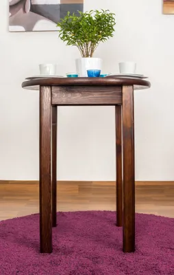 Produktbild von Runder Kiefer-Massivholztisch Nussfarben Ø 60 cm, Höhe 75 cm