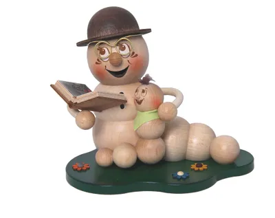 Räucherfigur Opa Rudi mit Enkeln, Holz, 14 cm