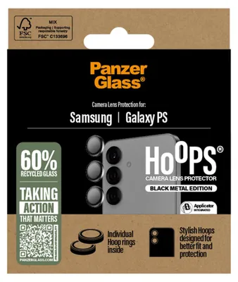 Produktbild von PanzerGlass ® Hoops® Kameraschutz Schwarz Samsung S25 Edge, Samsung, Samsung - Galaxy S25 Edge 5G, Trockene Anwendung, Kratzresistent, Schockresistent, Schwarz, 1 Stück(e)