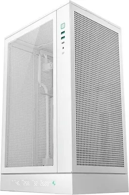 A white computer case is shown against a white background.