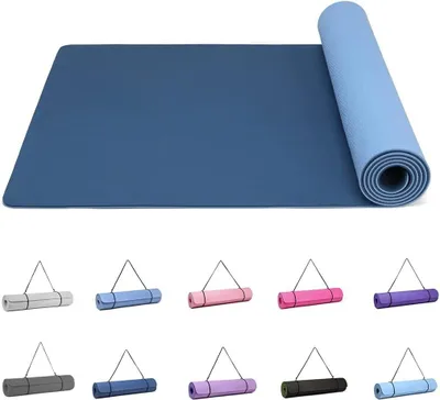 Immagine prodotto di Tappetino per yoga - Tappetino per ginnastica - Per allenamento a casa - Antiscivolo su entrambi i lati - 183 x 61 cm - Blu navy
