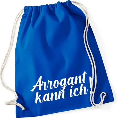 Produktbild von Huuraa Turnbeutel Arrogant kann ich Schriftzug 12 Liter Bright Royal Baumwolle Rucksack Geschenkidee