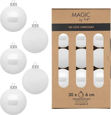 Produktbild von Weihnachtskugeln Glas 6cm 30 Stück - Pure White