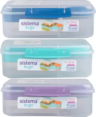 Obrázok produktu pre Sistema® TO GO™ Trojkomorová krabička s nádobou na jogurt a 2 tácky 1,65 l, mix
