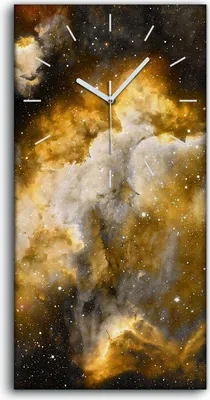 Produktbild von Wandkunst Leinwand Bild Uhr Geräuschlos Kunstdruck 30x60 Weltraum Universum - weiße Hände