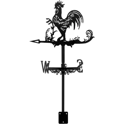 Produktbild von Wetterhahn Wetterfahne aus Metall – Windrichtungsanzeiger im Retro-Design für Dach, Garten, Scheune & Terrasse (Schwarz)