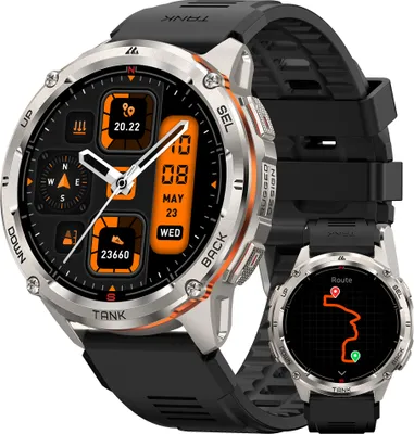 Produktbild von KOSPET TANK T3 Ultra 2 GPS Smartwatch Herren,Edelstahl Gehäuse, 5ATM Wasserdicht, 60+Tage Akkulaufzeit, Bluetooth anrufen，Fitnessuhr mit 1,43" AMOLED