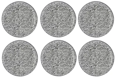 Produktbild von 6er Set Kuchenteller, Dessertteller BLOOM 19cm weiß schwarz Bastion Collections