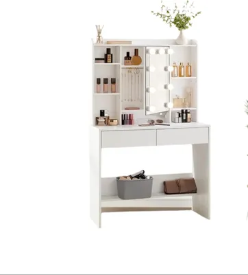 Immagine prodotto di Comò da trucco con luci LED – Comò con illuminazione, colore e luminosità regolabili – 40 x 90 x 144,7 cm