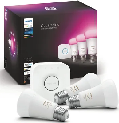 Produktbild von Philips Hue White and Color ambiance Starter-Set: E27 - Smarte Lampe A60 Dreierpack