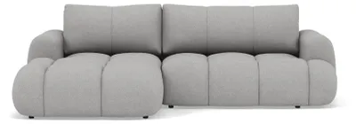 Image de Best Mobilier Yulin - Canapé d'angle gauche 4 places convertible avec coffre en tissu bouclette , Gris clair