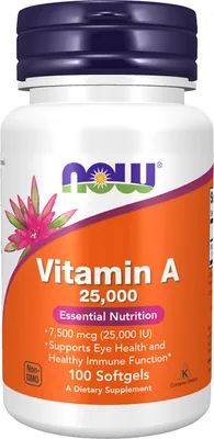 Produktbild von Vitamin A 25000 IU 100 Weichkapseln Now Foods