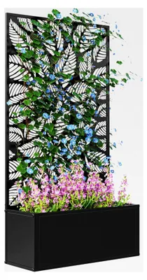 Produktbild von Hochbeet Pflanzkasten mit Sichtschutz aus Metall, 61 x 23 x 113 cm für Garten, Balkon und Terrasse