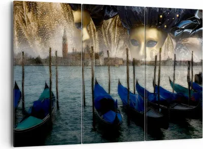 Produktbild von Bild auf Leinwand - Leinwandbild - Gondel Wasser Kanal - 165x110cm - Wand Bild - Wanddeko - Leinwanddruck - Bilder - Kunstdruck - Wanddekoration - Leinwand bilder - Wandkunst - CE165x110-0250