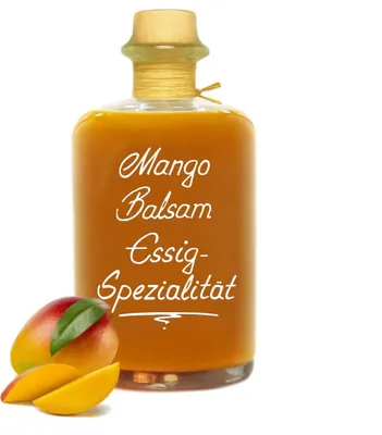 Produktbild von Exotischer Mango Balsam Essig - Spezialität 0,5L mit 40% Fruchtmark vollfruchtig & sehr mild 5% Säure