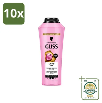 Productafbeelding van 10 x Gliss-Kur Liquid Silk Shampoo voor zijdezacht haar - 400 ml - Voordeelverpakking - 10 stuks