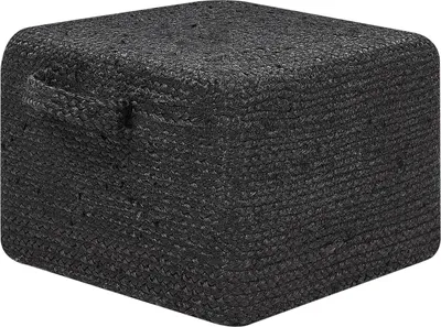 Produktbild von BELIANI Pouf Schwarz aus Jute 45 x 45 x 30 cm Quadratisch Geflochten Boho Sitzhocker Fußhocker für Wohnzimmer Kinderzimmer Flur