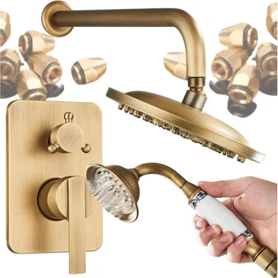 Immagine prodotto di Ari sistema doccia a scomparsa in ottone oro 20cm doccia a pioggia getti in metallo