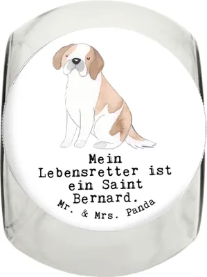 Produktbild von Mr. & Mrs. Panda Dose Saint Bernard Lebensretter XL 2000ml - Weiß - Geschenk, Dog, Glasdose, Chien Du Saint-Bernard, Keksdose, Perro San Bernardo, Vorratsbehälter