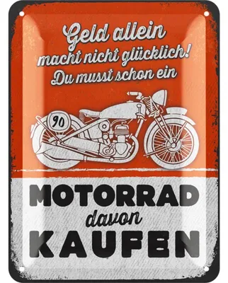 Produktbild von LANOLU Blechschild retro Motorrad Deko, Mottorad Geschenke für Männer und Biker, lustige Sprüche Schild Werkstatt 15x250cm